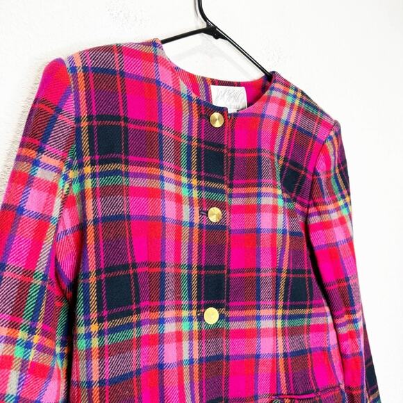 Lord & Taylor 100% Wool Gold Buttons Plaid Blazer Vintage - Picture 3 of 11